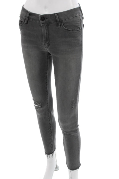 Mother Womens Skinny Ankle Gray Jeans Low Rise Size 26