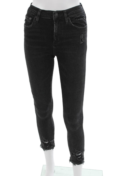 Agolde Womens Cropped Skinny Ankle Jeans Black Size 25