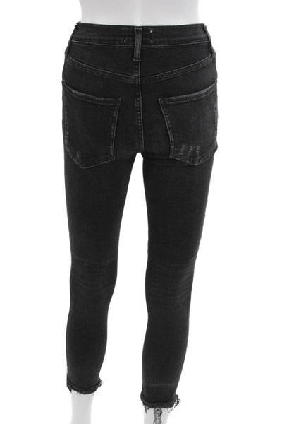 Agolde Womens Cropped Skinny Ankle Jeans Black Size 25