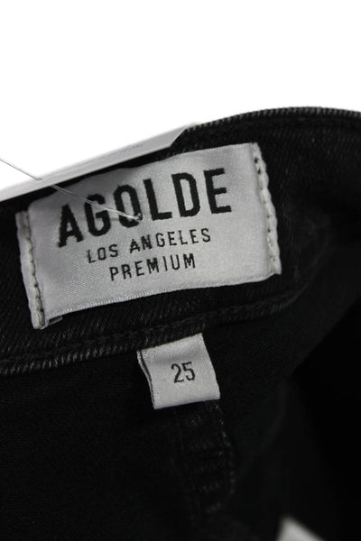 Agolde Womens Cropped Skinny Ankle Jeans Black Size 25