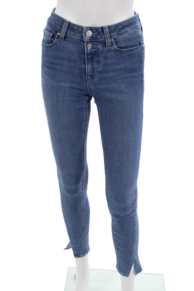 Paige Womens Ankle Skinny Jeans Blue Mid Rise Size 25