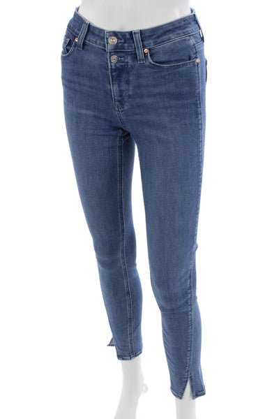 Paige Womens Ankle Skinny Jeans Blue Mid Rise Size 25