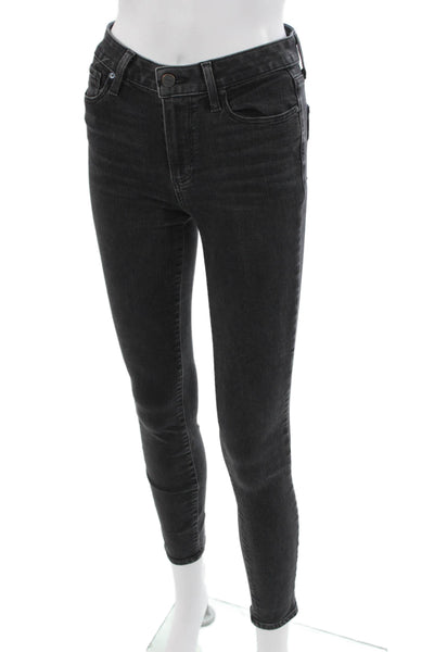 Paige Womens Dark Gray Ankle Skinny Jeans Low Rise Button Size 25