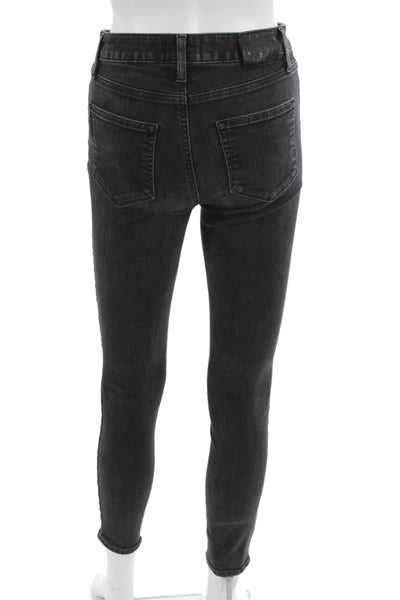 Paige Womens Dark Gray Ankle Skinny Jeans Low Rise Button Size 25