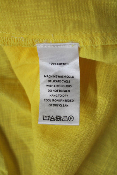 Lilla P Women Yellow V-Neck Sleeveless Cotton Blouse Beach Solid Size L