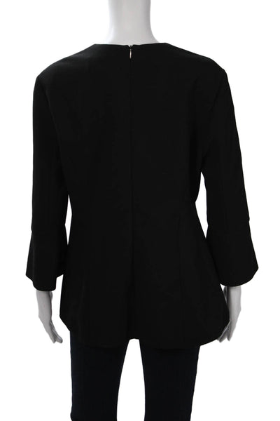 Boss Hugo Boss Women Black Polyester Blend Round Neck 3/4 Sleeve Blouse Size 10