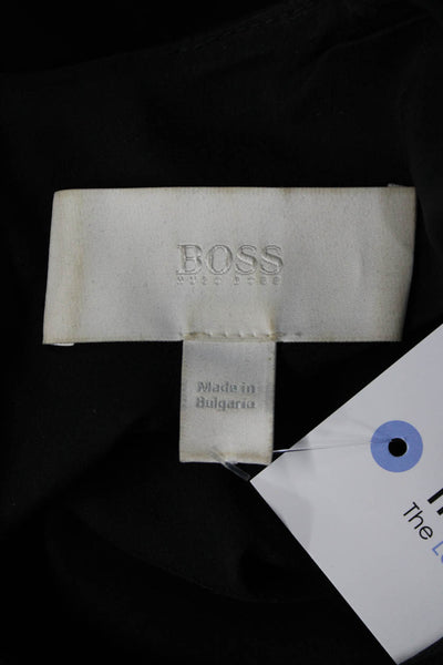 Boss Hugo Boss Women Black Polyester Blend Round Neck 3/4 Sleeve Blouse Size 10