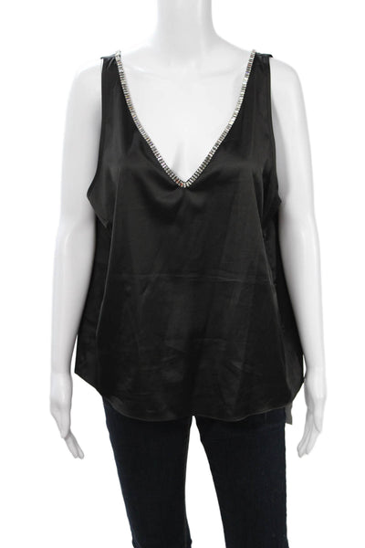 Generation Love Womens Camisole Black V Neck Sleeveless Size L