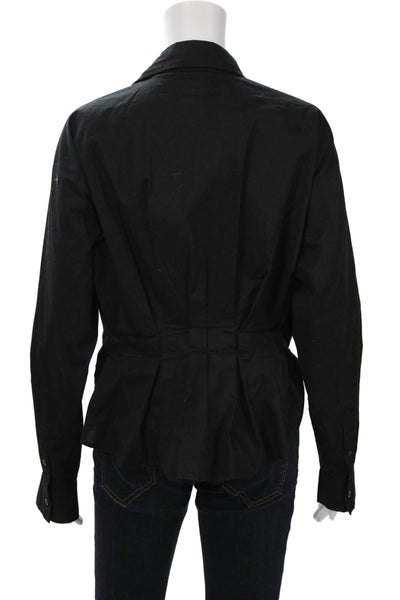 Pistola Women Black Collared Long Sleeve Button Up Top Size L