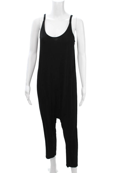 Enza Costa Women Sleeveless Scoop Neck Black Jumpsuit Rayon Spandex Size S