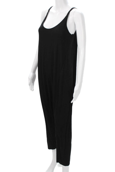 Enza Costa Women Sleeveless Scoop Neck Black Jumpsuit Rayon Spandex Size S