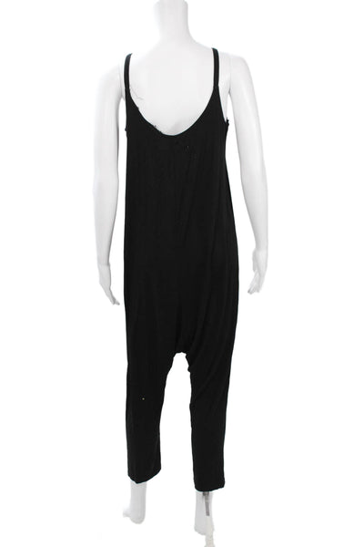 Enza Costa Women Sleeveless Scoop Neck Black Jumpsuit Rayon Spandex Size S