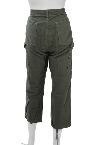 NSF Unisex Cropped Cargo Pants Green 100% Cotton Size 28