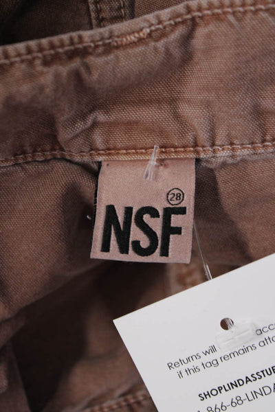 NSF Unisex Cropped Cargo Pants Brown 100% Cotton Army Button Size 25