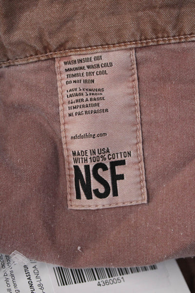 NSF Unisex Cropped Cargo Pants Brown 100% Cotton Army Button Size 25