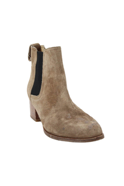 Rag & Bone Womens Suede Heeled Chelsea Ankle Boots Solid Beige Size 7.5