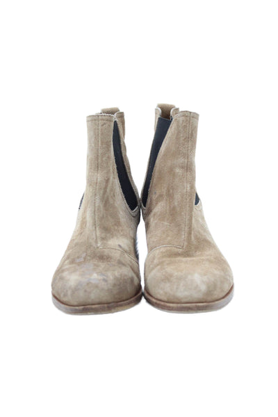 Rag & Bone Womens Suede Heeled Chelsea Ankle Boots Solid Beige Size 7.5