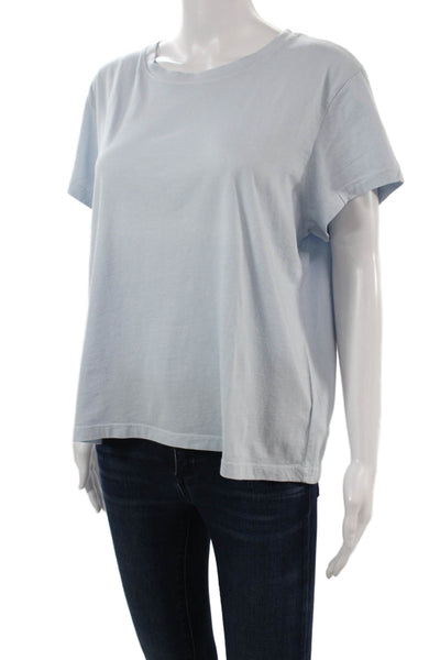 Lejule Womens Light Blue Supima Cotton Crew Neck Short Sleeve Tee Size L