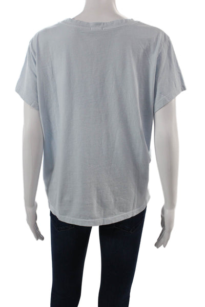 Lejule Womens Light Blue Supima Cotton Crew Neck Short Sleeve Tee Size L