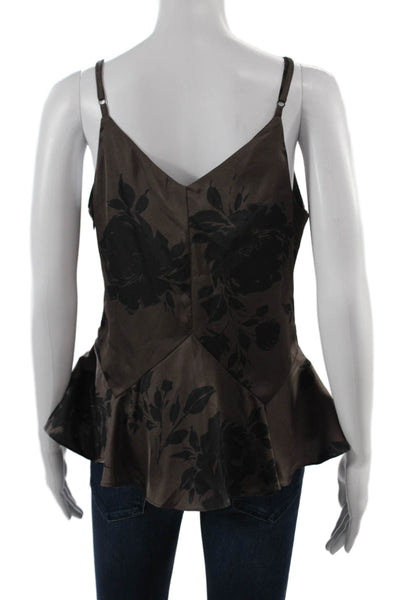 Allison Womens Brown Floral V Neck Spaghetti Strap Camisole Size M