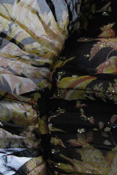 Ulla Johnson Womens Black Floral Silk Sleeveless Blouse Boho Size 2