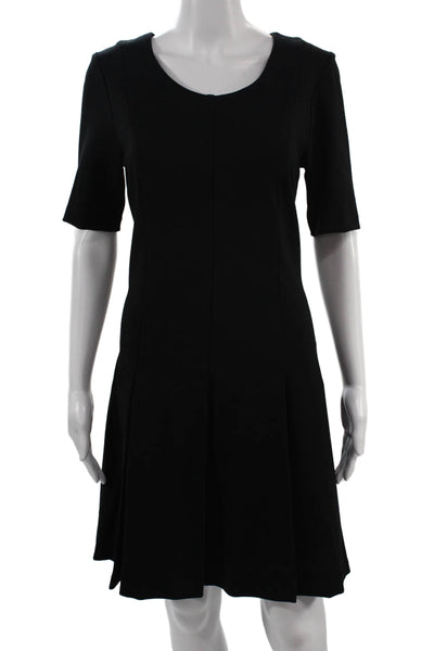 Drew Women A-Line Shift Dress Black Short Sleeve Round Neck Zip Size M