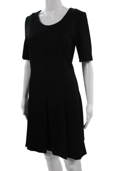 Drew Women A-Line Shift Dress Black Short Sleeve Round Neck Zip Size M