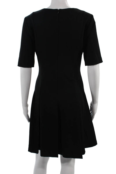 Drew Women A-Line Shift Dress Black Short Sleeve Round Neck Zip Size M