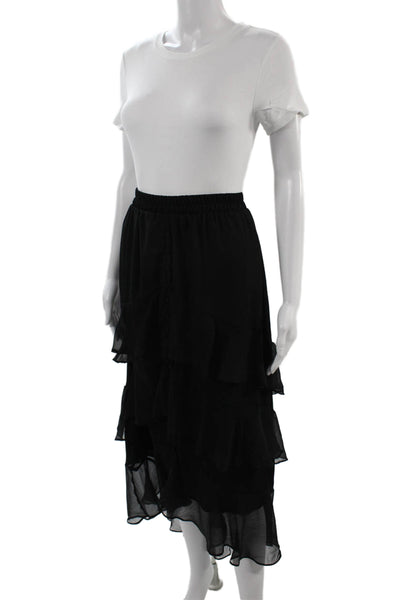 Allison Womens Peasant Midi Skirt Black 100% Polyester Size M