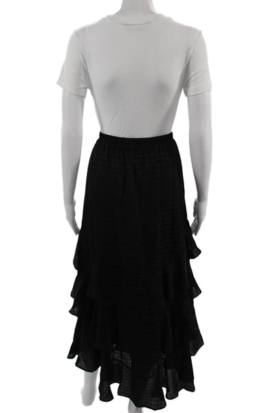 Allison Women Peasant Midi Skirt Black Polyester Petite Size S