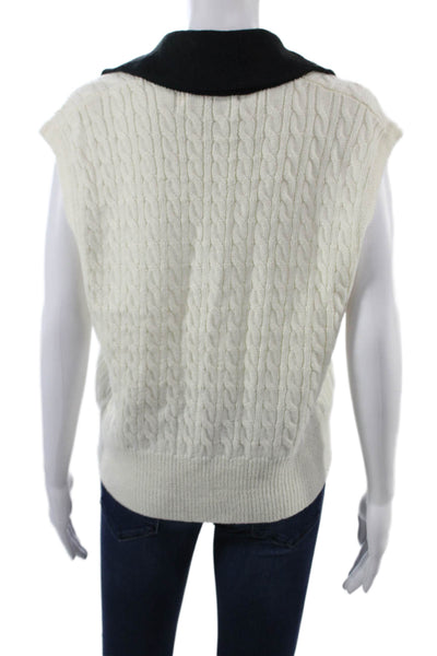 Bishop and Young Unisex White V Neck Wool Blend Sweater Vest Button Size M