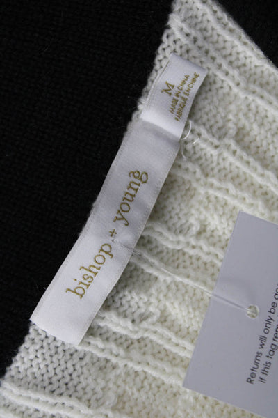 Bishop and Young Unisex White V Neck Wool Blend Sweater Vest Button Size M