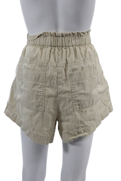 Treasure & Bond Unisex Chino Shorts Beige Striped Cotton Beach Spring Size M