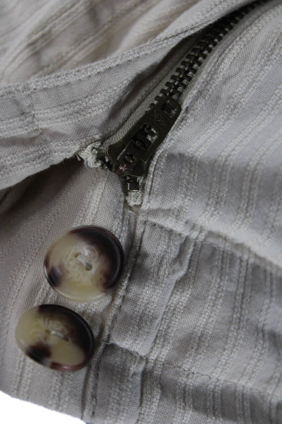 Treasure & Bond Unisex Chino Shorts Beige Striped Cotton Beach Spring Size M