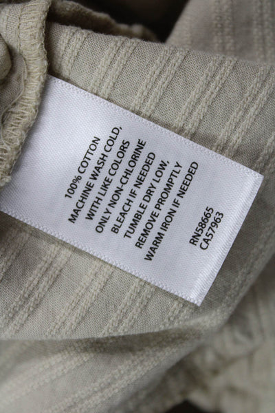 Treasure & Bond Unisex Chino Shorts Beige Striped Cotton Beach Spring Size M