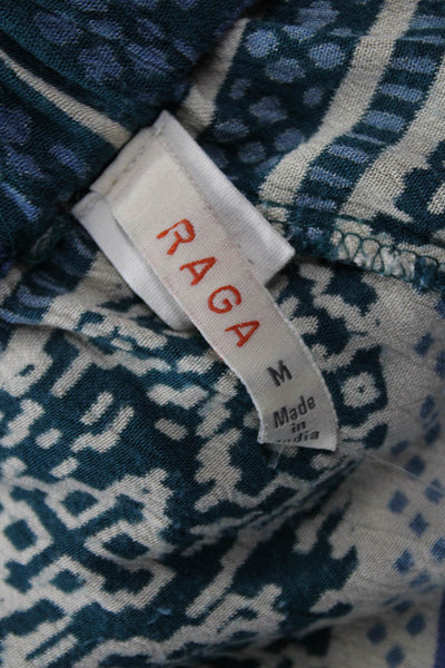 Raga Unisex Bohemian Geometric Dark Blue Viscose Shorts Size M