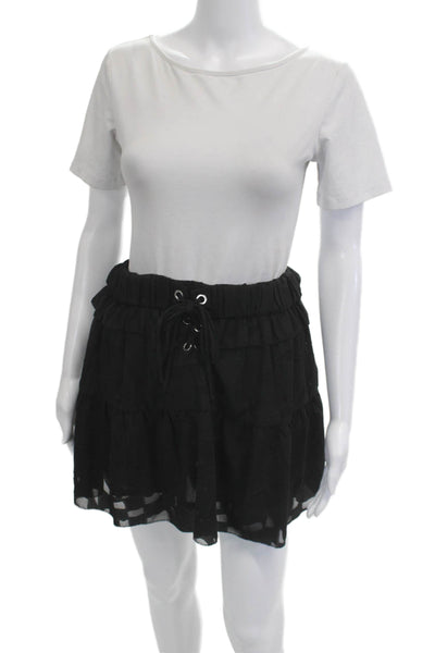 IRO Women Peasant Skirt Black 100% Polyester Mini Size 38