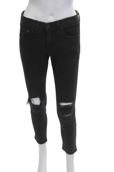 Rag & Bone Jean Womens Black High Rise Skinny Ankle Cropped Jeans Size 27
