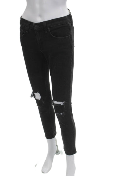Rag & Bone Jean Womens Black High Rise Skinny Ankle Cropped Jeans Size 27
