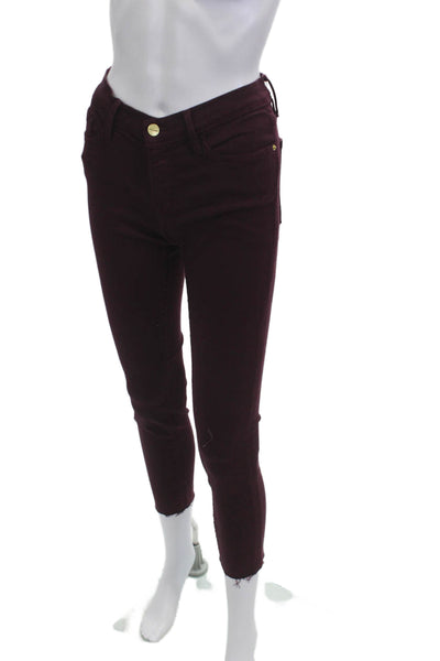 Frame Denim Women Purple Cropped Ankle Pants High Rise Size 27