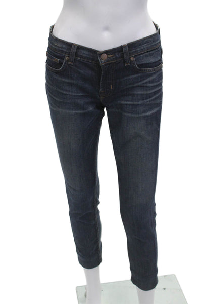 J Brand Womens Skinny Ankle Cropped Jeans Dark Blue Low Rise Petite Size 27