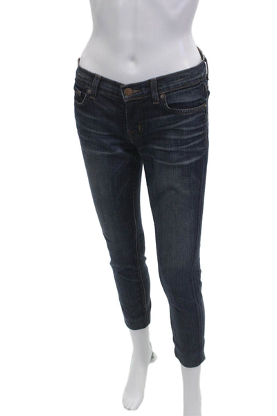 J Brand Womens Skinny Ankle Cropped Jeans Dark Blue Low Rise Petite Size 27