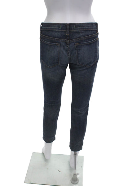 J Brand Womens Skinny Ankle Cropped Jeans Dark Blue Low Rise Petite Size 27