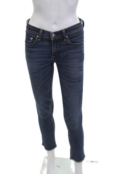 Rag & Bone Jean Womens Dark Blue Skinny Ankle Cropped Jeans Size 26