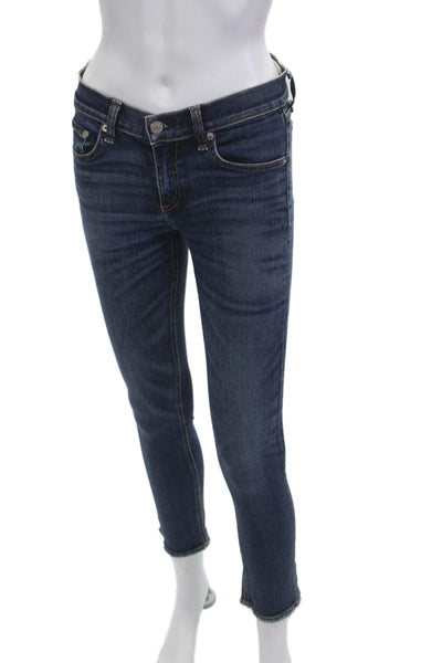 Rag & Bone Jean Womens Dark Blue Skinny Ankle Cropped Jeans Size 26