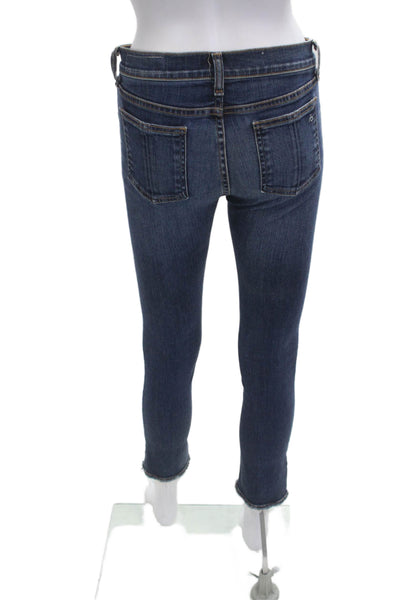 Rag & Bone Jean Womens Dark Blue Skinny Ankle Cropped Jeans Size 26