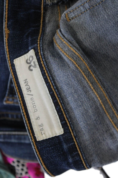Rag & Bone Jean Womens Dark Blue Skinny Ankle Cropped Jeans Size 26