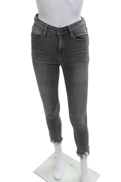 Frame Denim Womens Skinny Cropped Ankle Jeans Gray High Rise Size 26