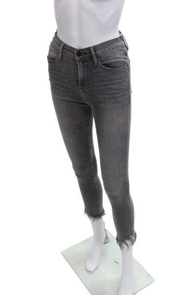 Frame Denim Womens Skinny Cropped Ankle Jeans Gray High Rise Size 26