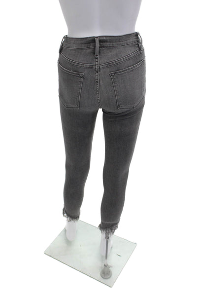 Frame Denim Womens Skinny Cropped Ankle Jeans Gray High Rise Size 26